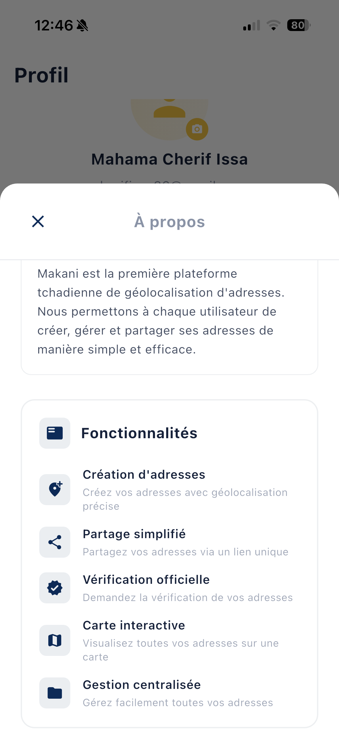 Fonctionnalités de l'application